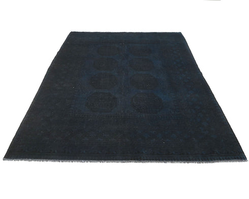 6x8 Vintage Blue Over Dyed Persian Style Hand Knotted Low Pile Wool Area Rug